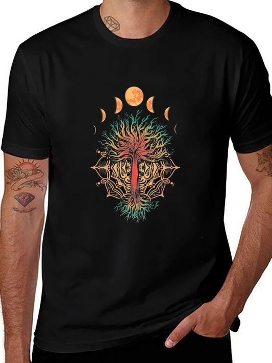 Moon Phase Tree Black T-Shirt