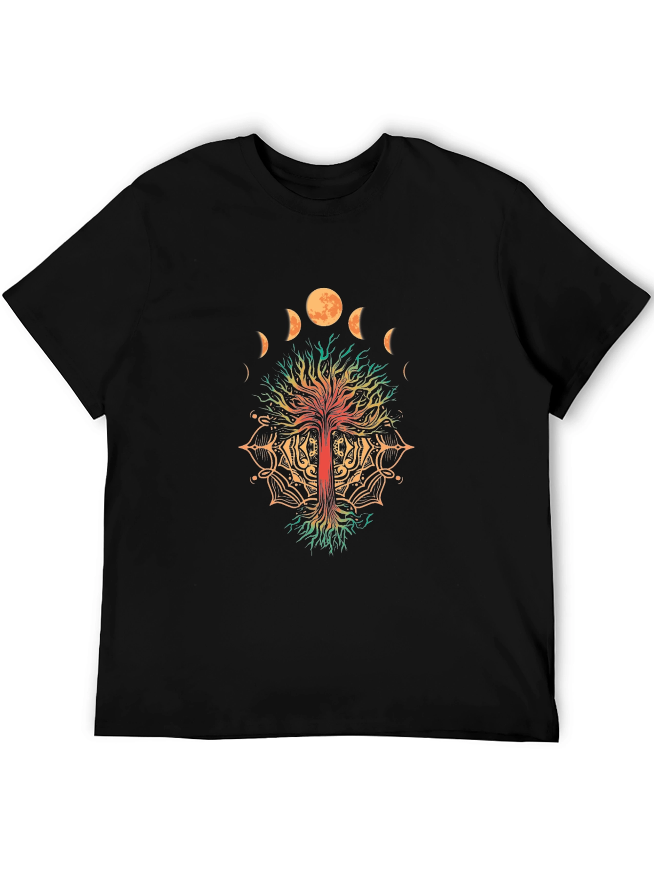 Moon Phase Tree Black T-Shirt