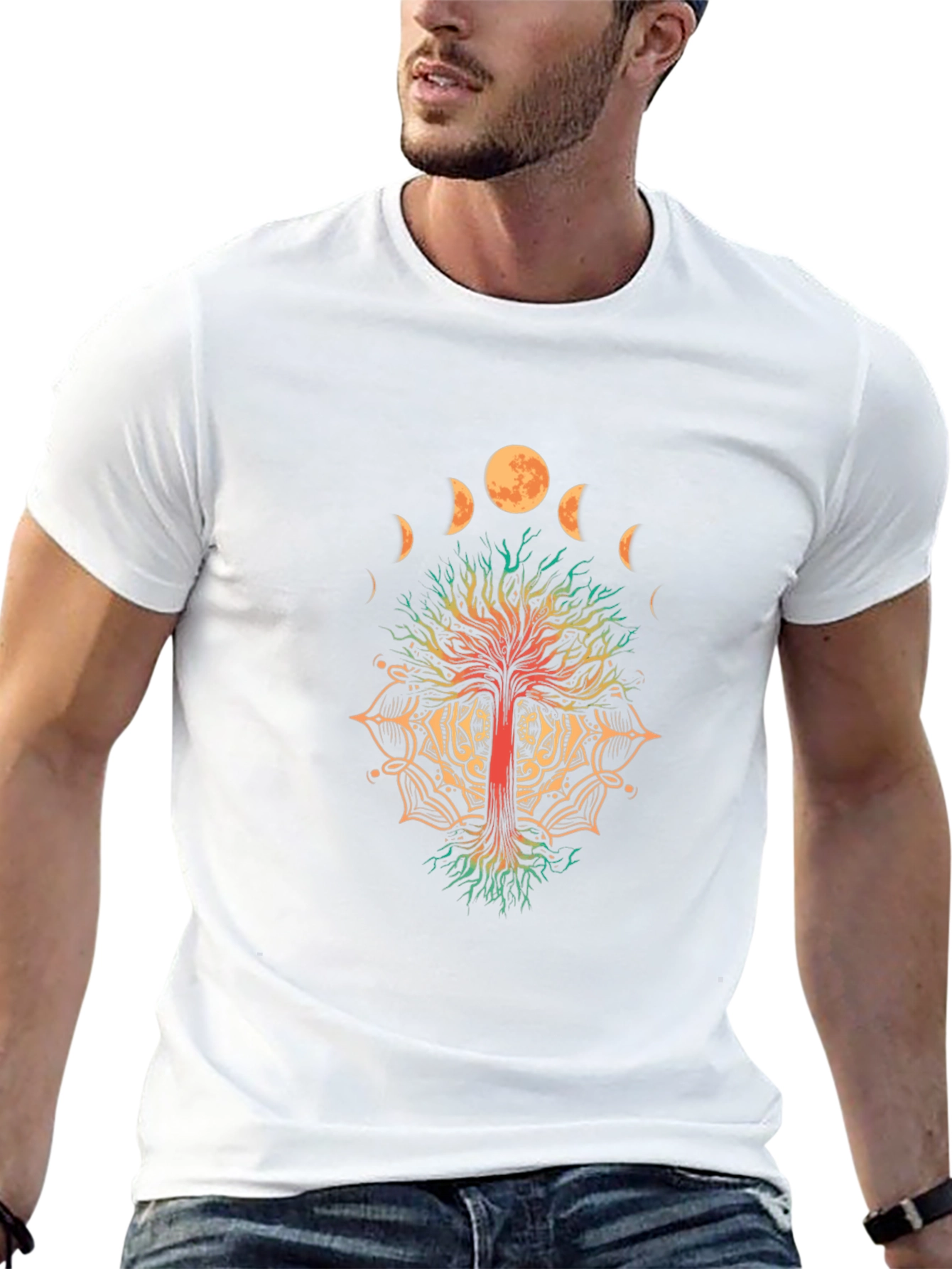 Moon Phase Tree Black T-Shirt
