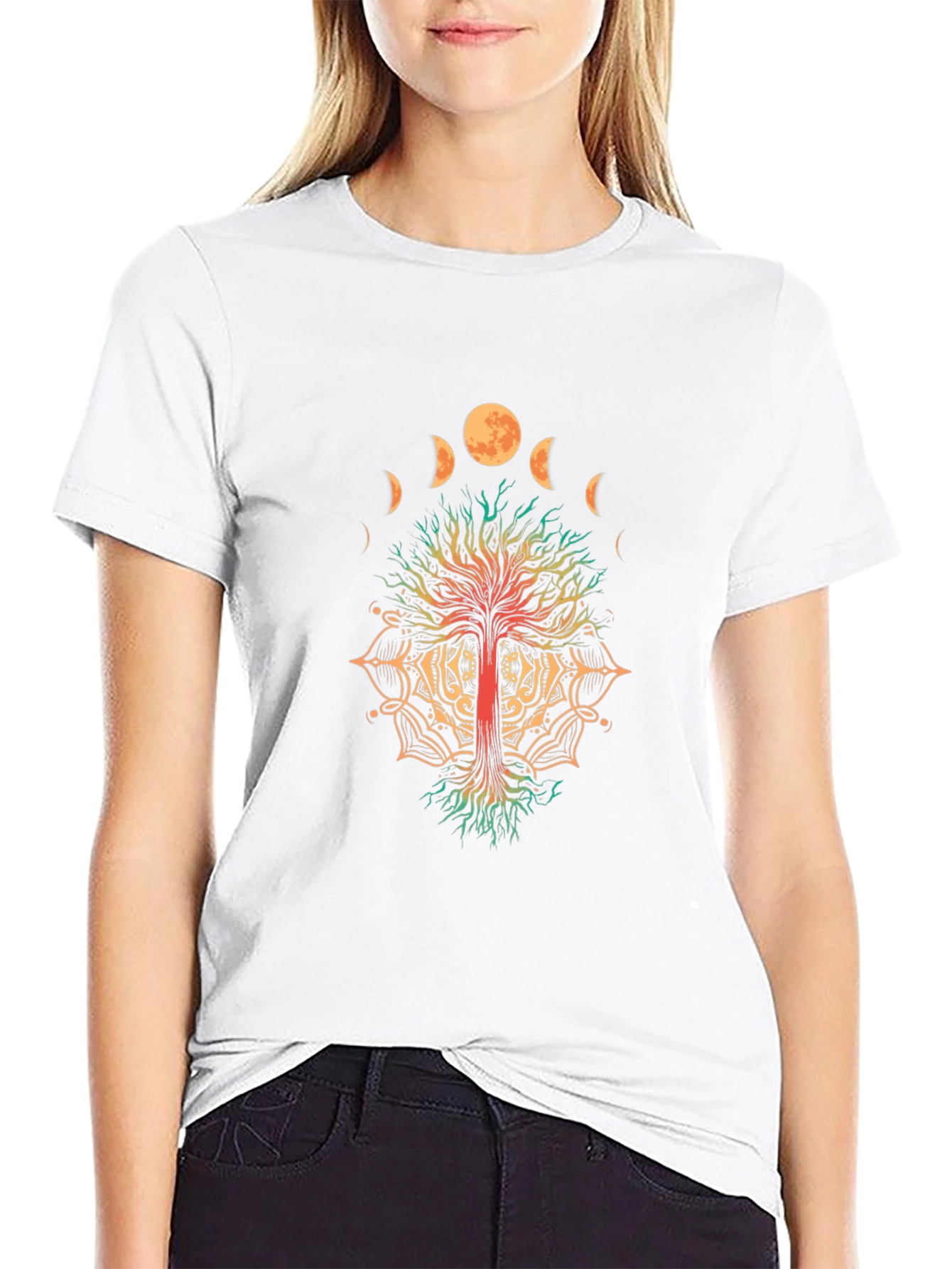 Moon Phase Tree Black T-Shirt