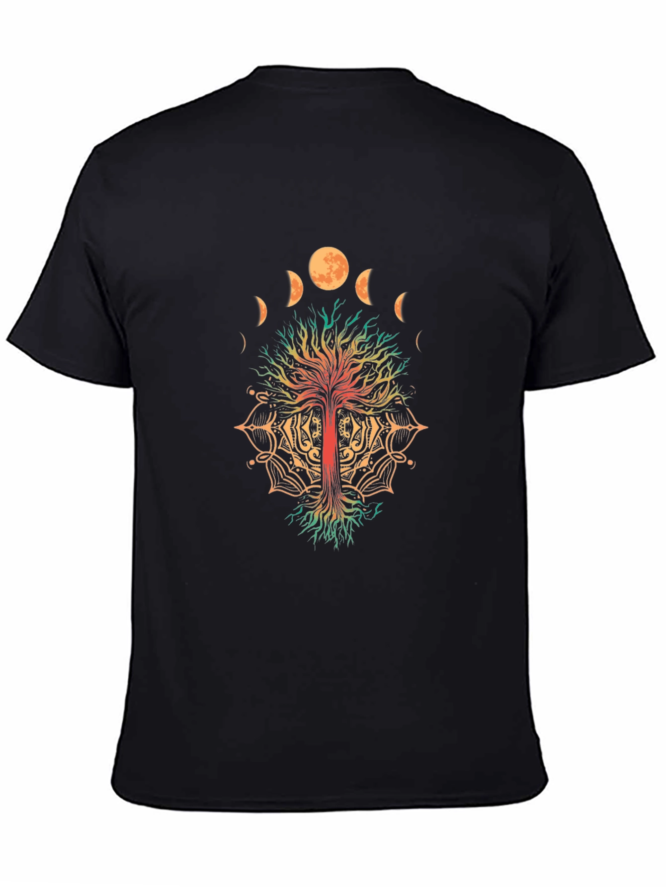 Moon Phase Tree Black T-Shirt