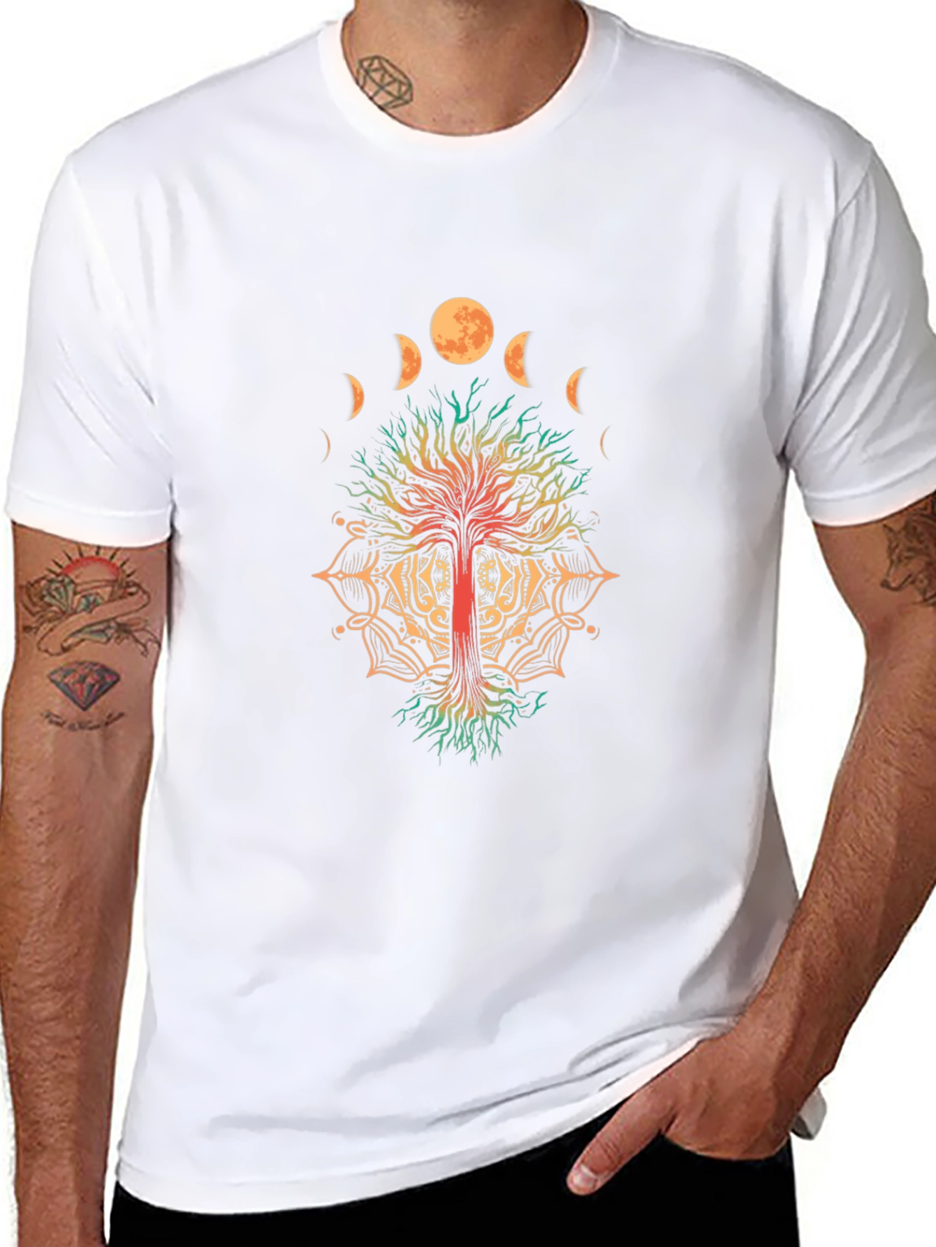 Moon Phase Tree Black T-Shirt