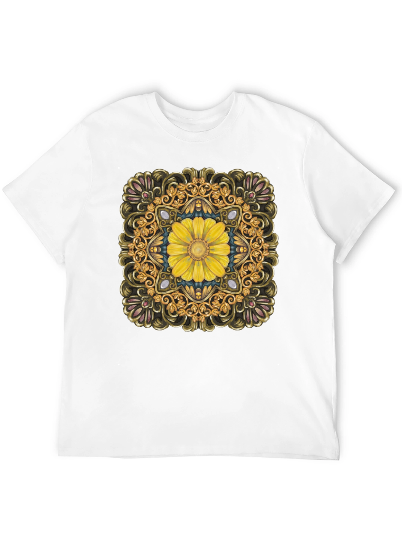 Floral Mandala T-Shirt - Elegant Black Tee