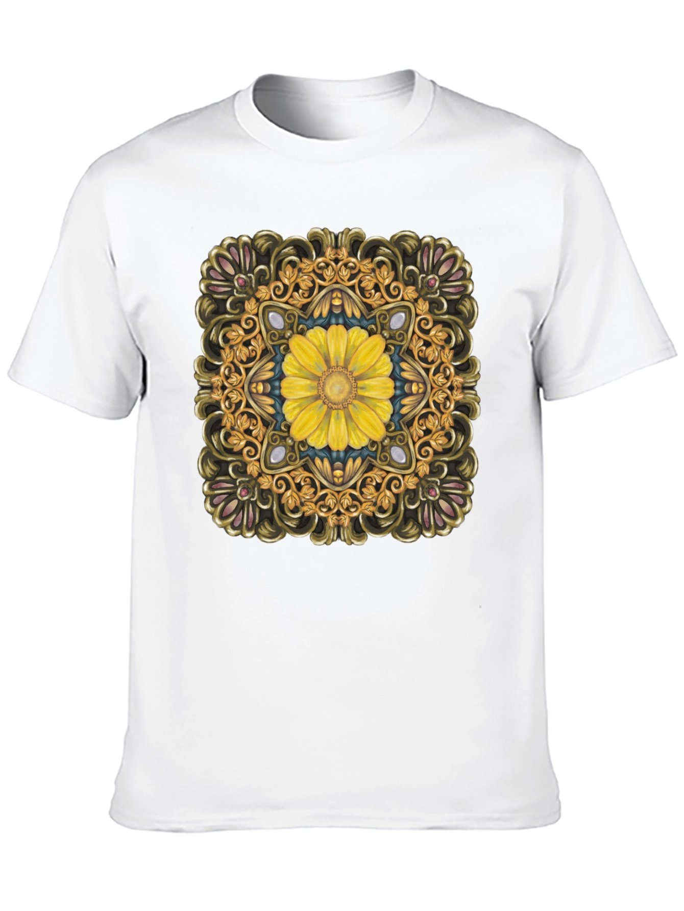 Floral Mandala T-Shirt - Elegant Black Tee