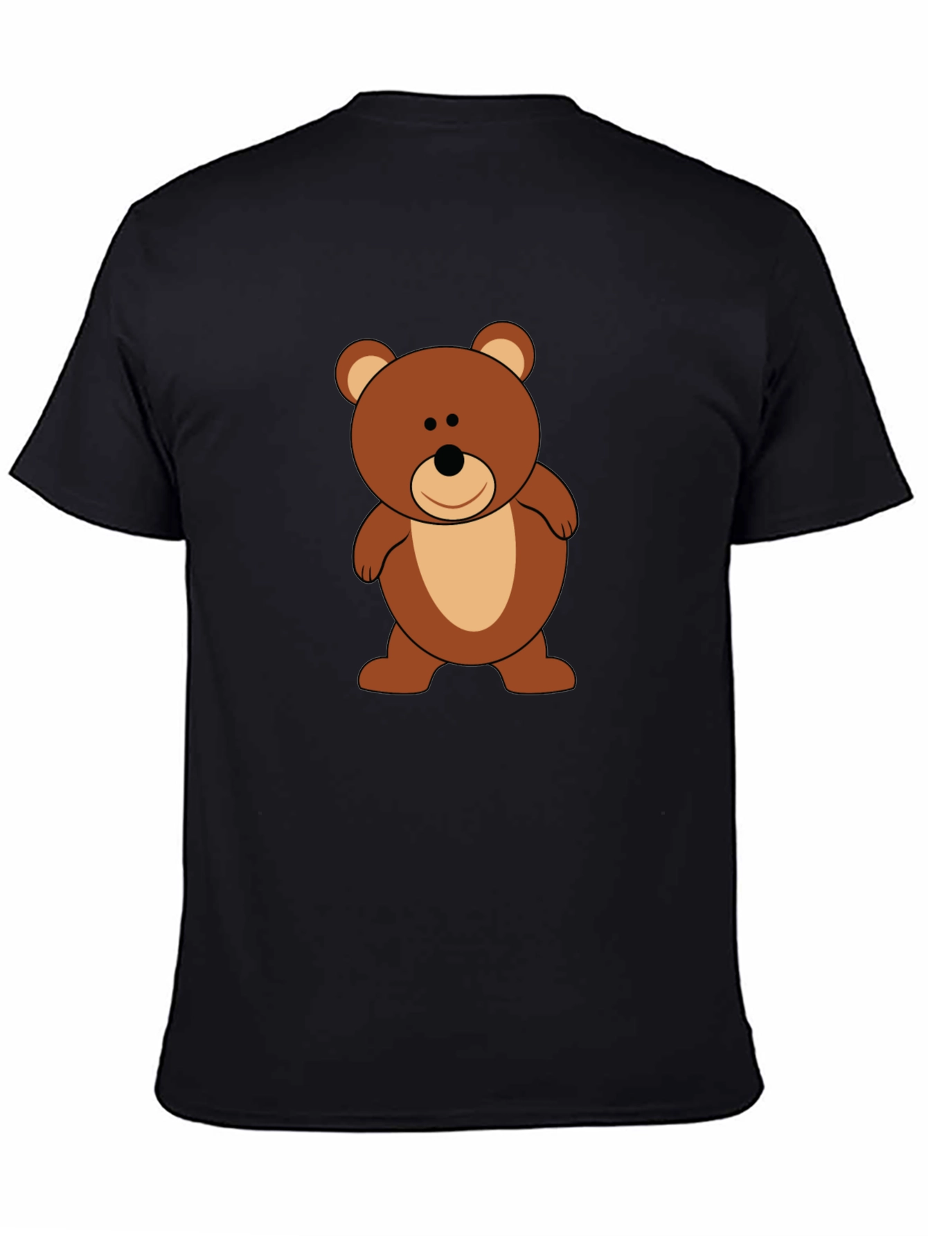Cute Teddy Bear Graphic Tee - Black