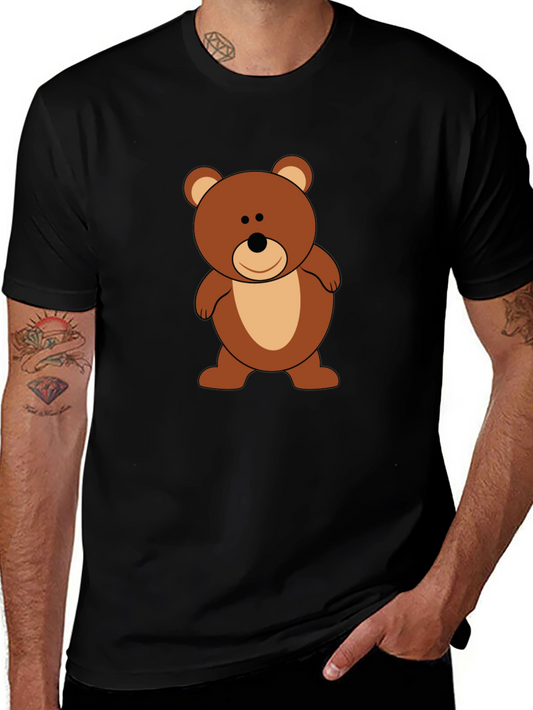 Cute Teddy Bear Graphic Tee - Black