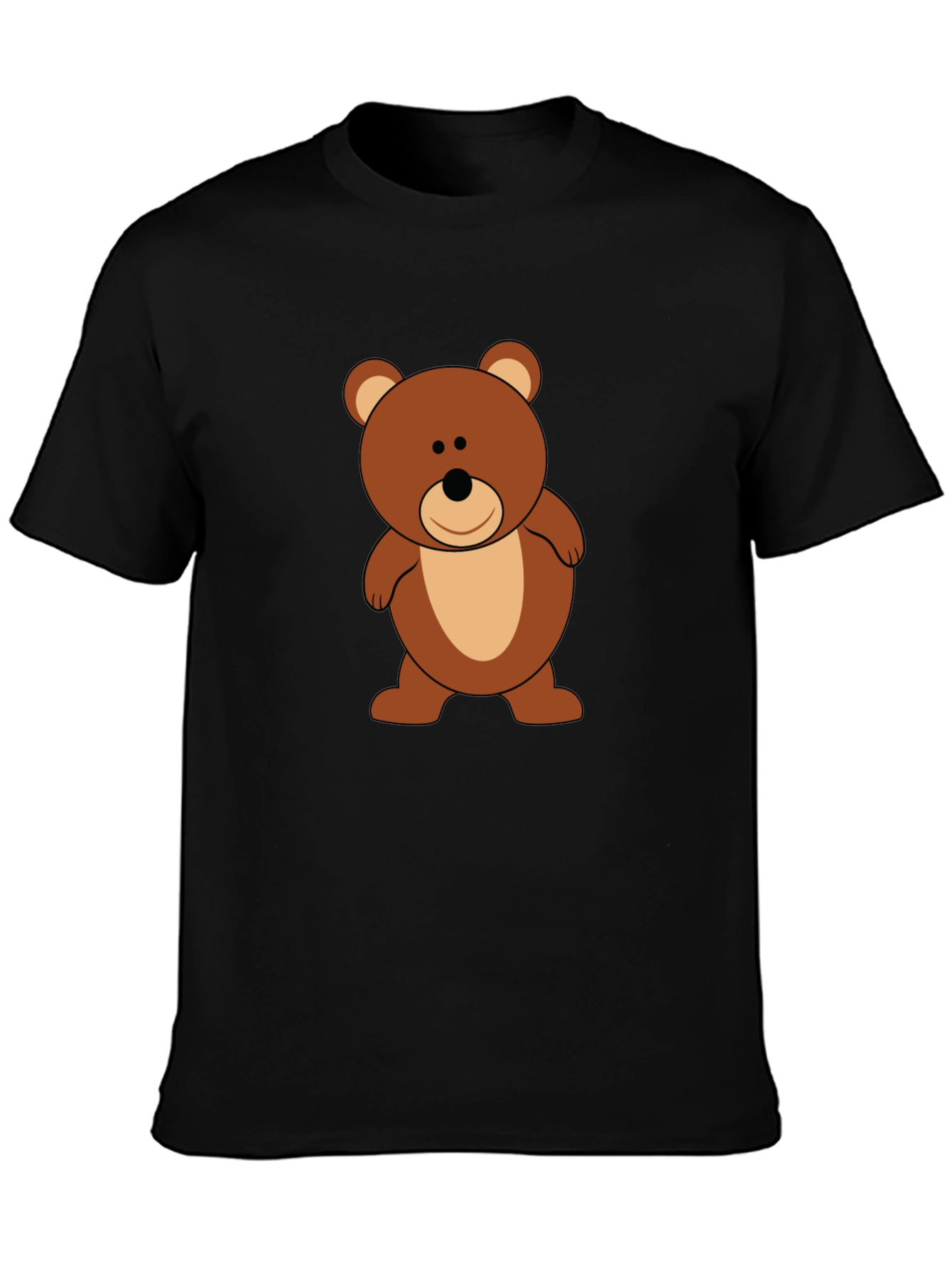 Cute Teddy Bear Graphic Tee - Black