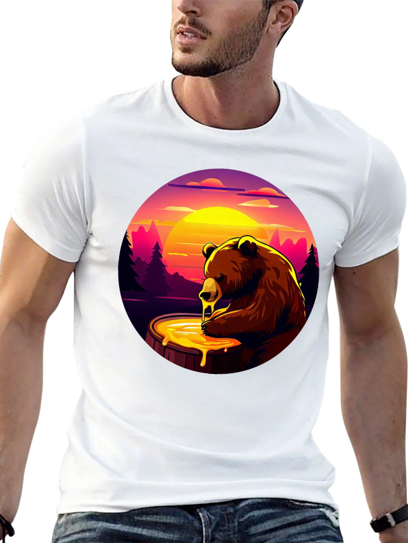 Honey Bear Graphic T-Shirt - Black