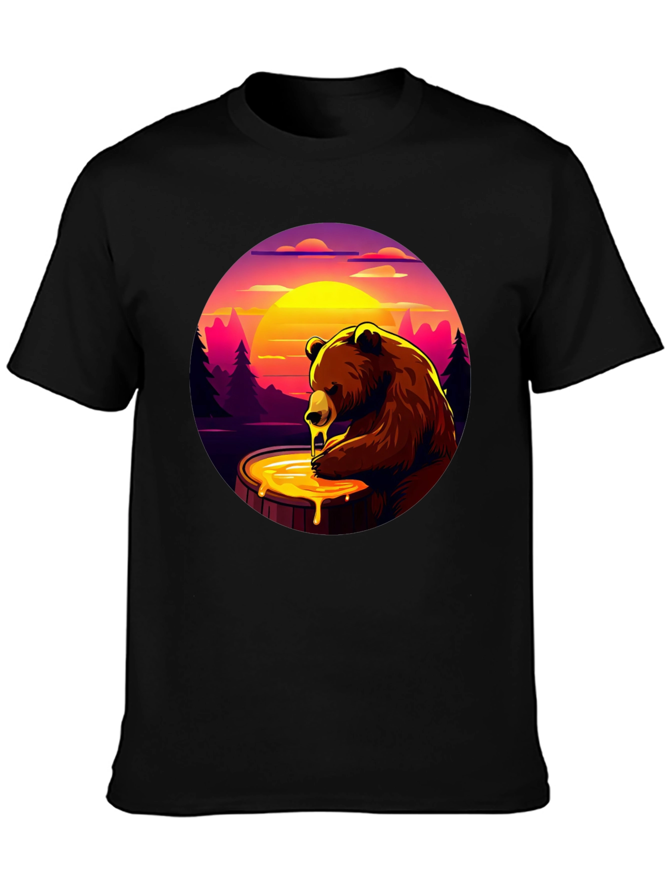 Honey Bear Graphic T-Shirt - Black