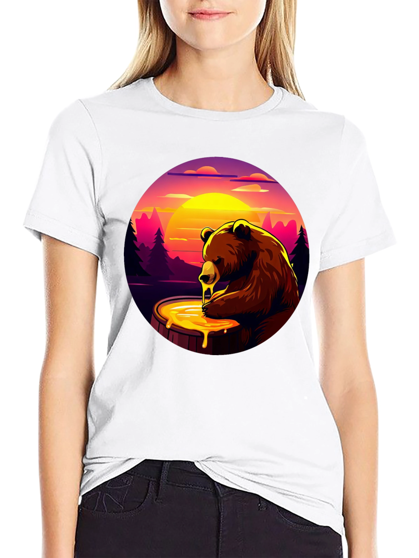 Honey Bear Graphic T-Shirt - Black