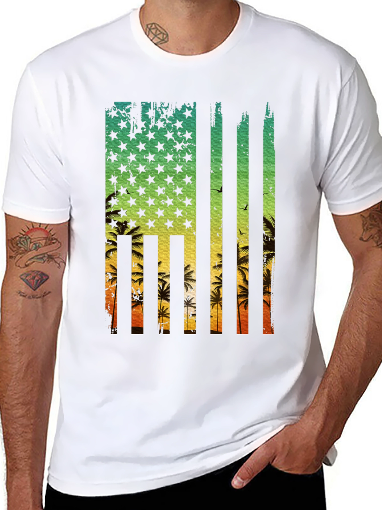 Tropical American Flag T-Shirt