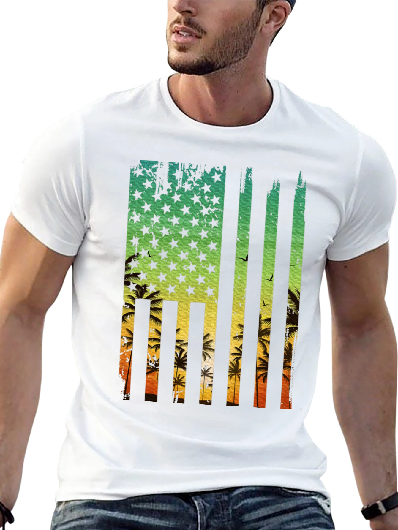 Tropical American Flag T-Shirt
