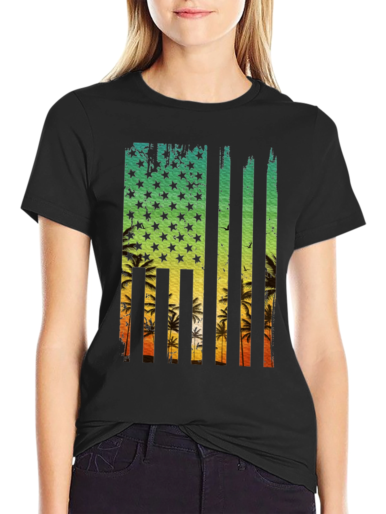Tropical American Flag T-Shirt