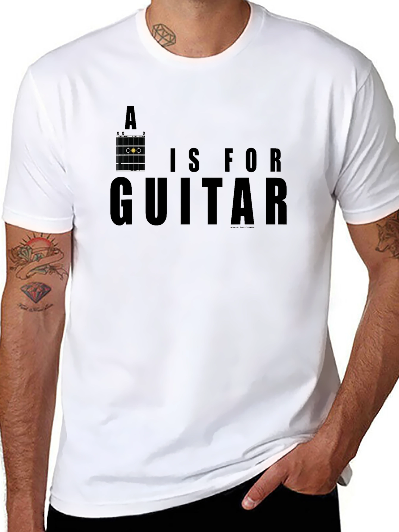 A is for Guitar Mens Black T-Shirt