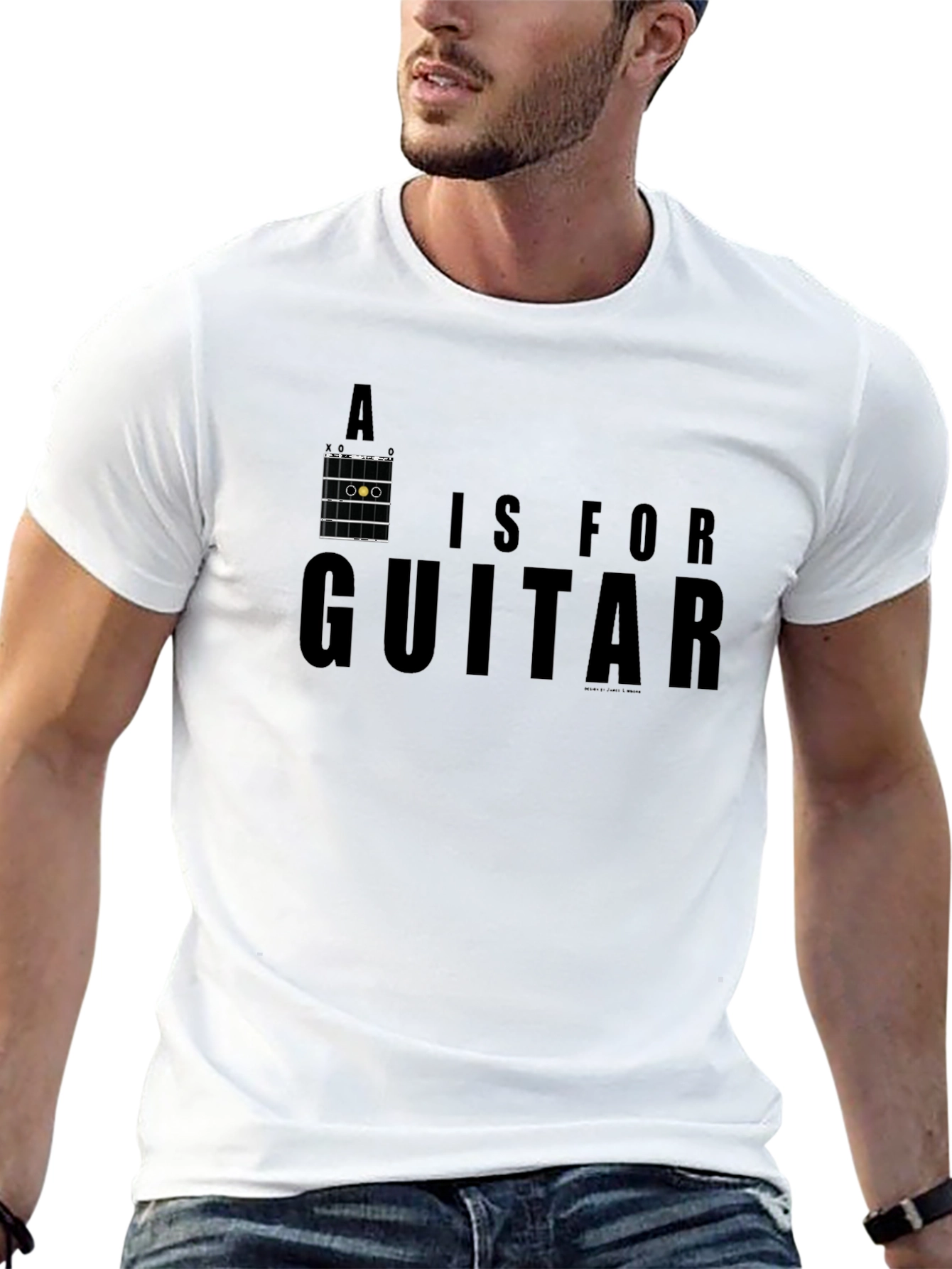 A is for Guitar Mens Black T-Shirt