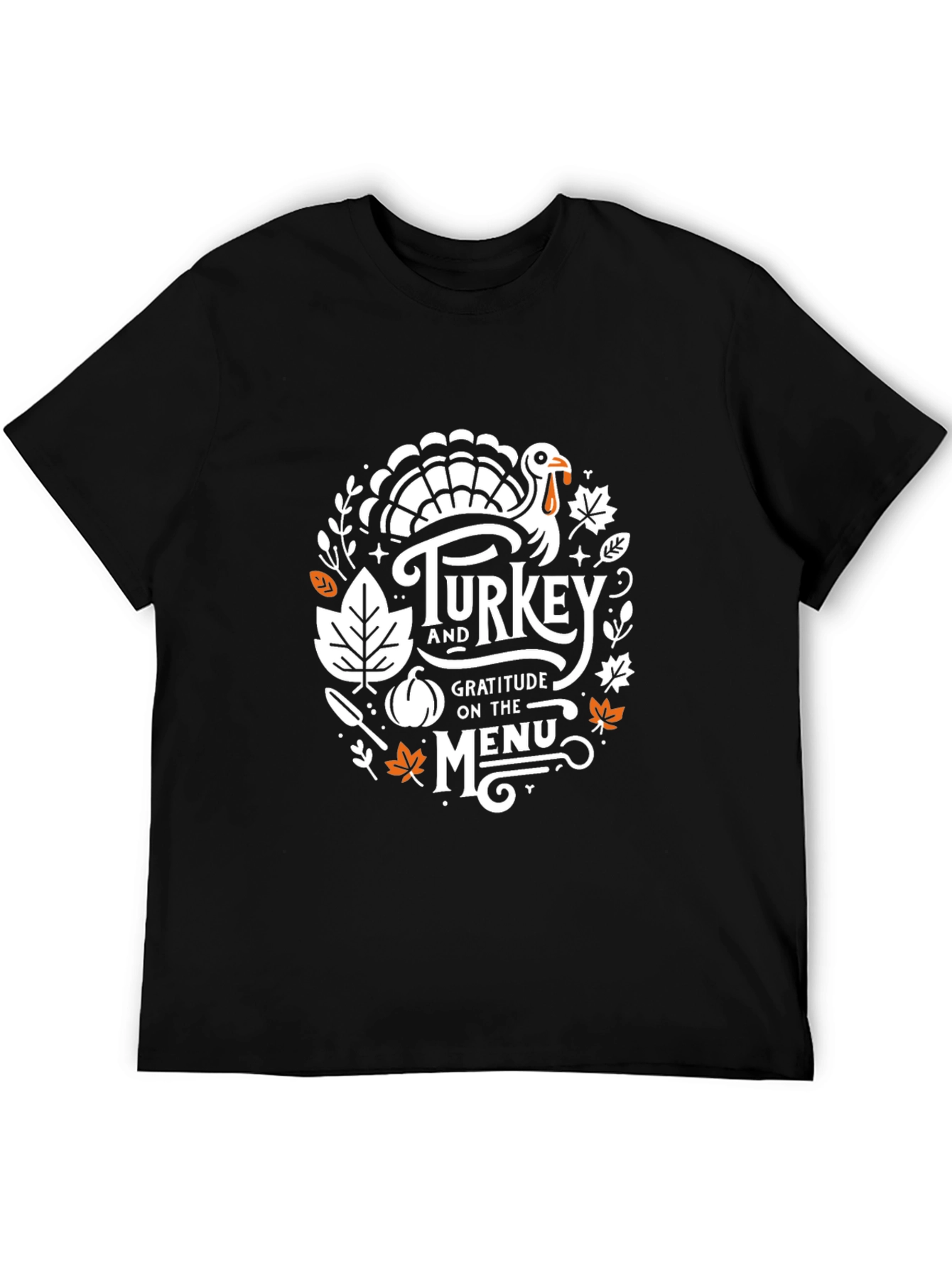 Thanksgiving Turkey Gratitude Menu Black T-Shirt