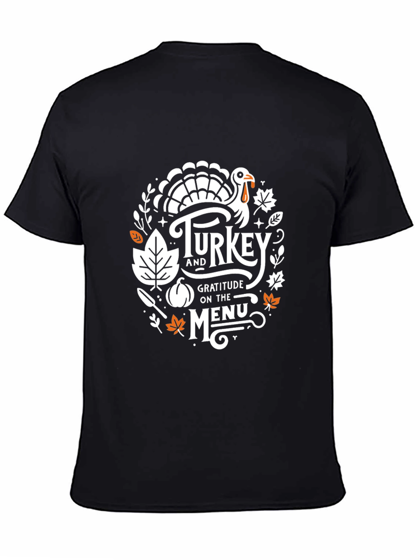 Thanksgiving Turkey Gratitude Menu Black T-Shirt