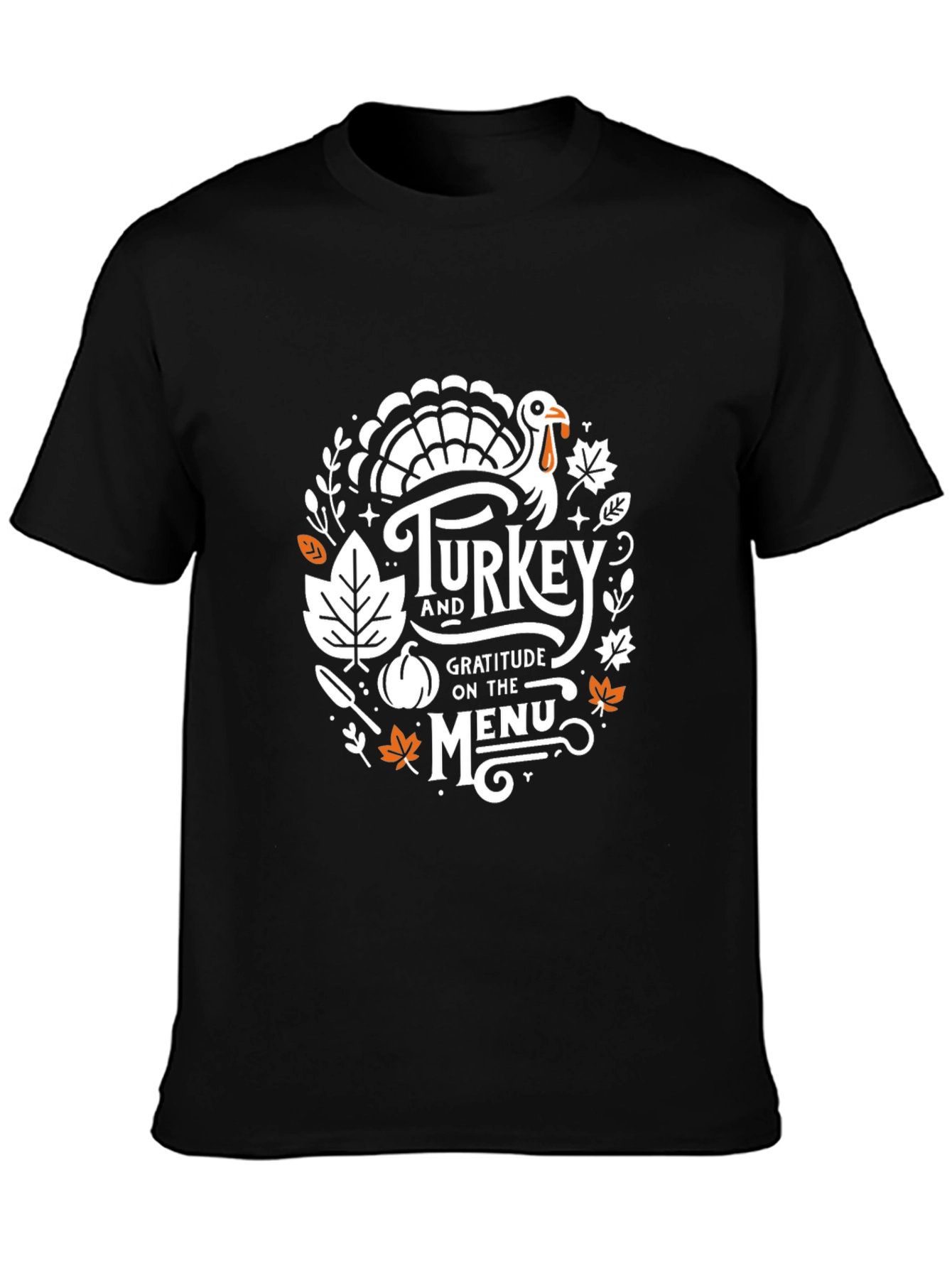 Thanksgiving Turkey Gratitude Menu Black T-Shirt