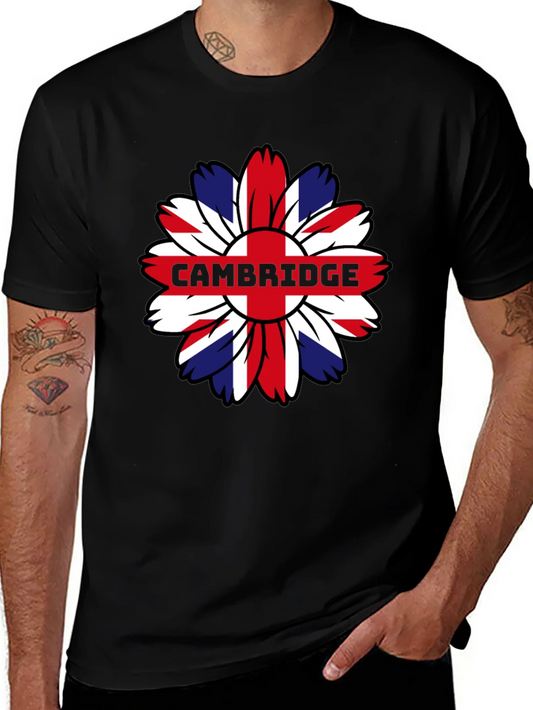 Cambridge UK Flag Flower Graphic Tee