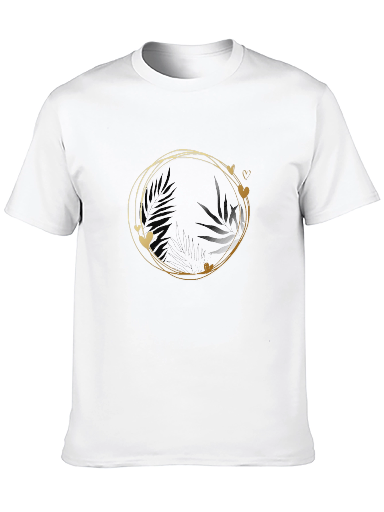 Stylish Black Tee with Gold Heart Circle Design