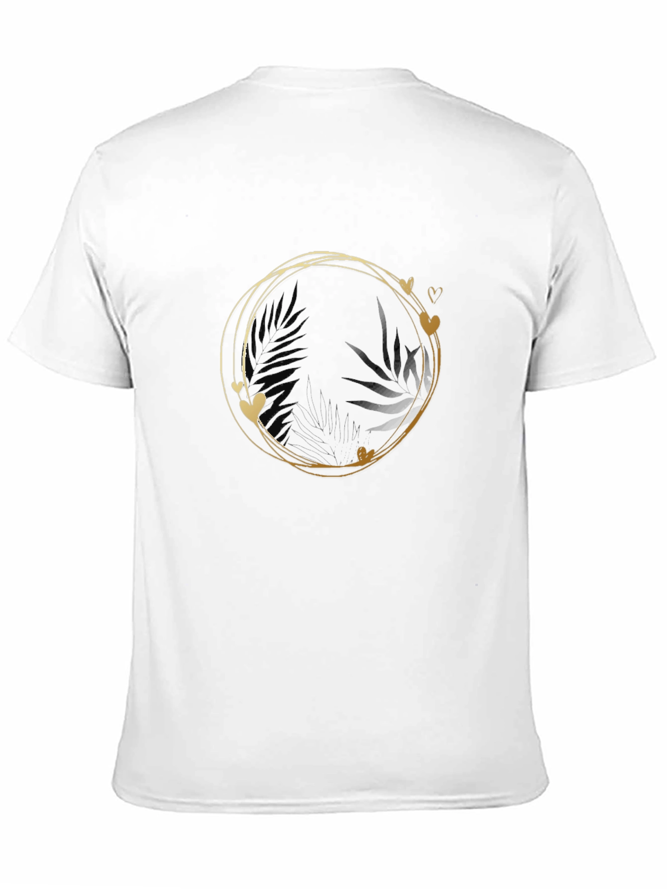 Stylish Black Tee with Gold Heart Circle Design