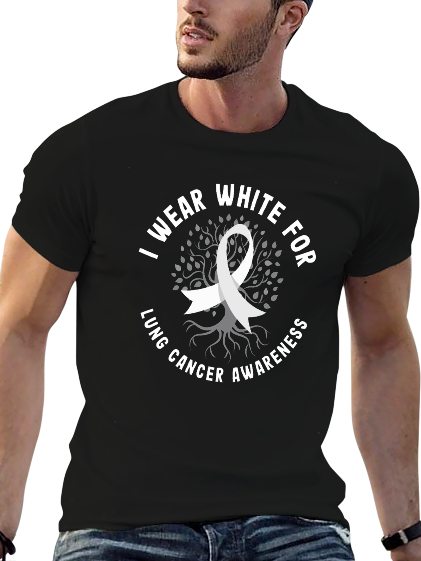 Lung Cancer Awareness Ribbon Graphic Tee