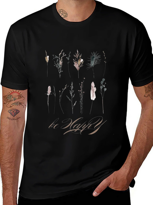Botanical T-Shirt: Be Happy Graphic Tee