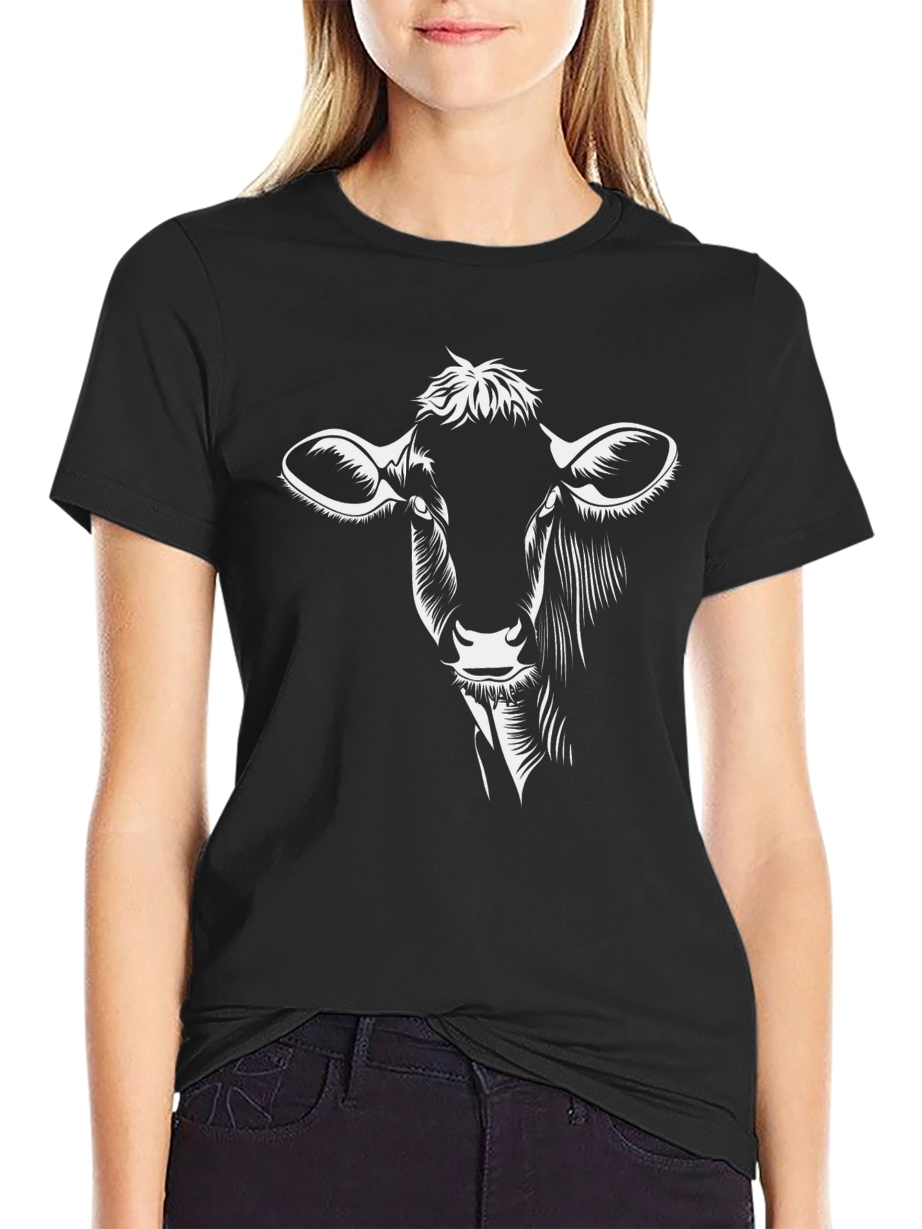 Cow Graphic T-Shirt - Black Cotton Tee