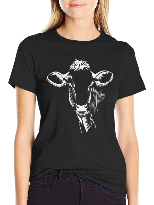 Cow Graphic T-Shirt - Black Cotton Tee