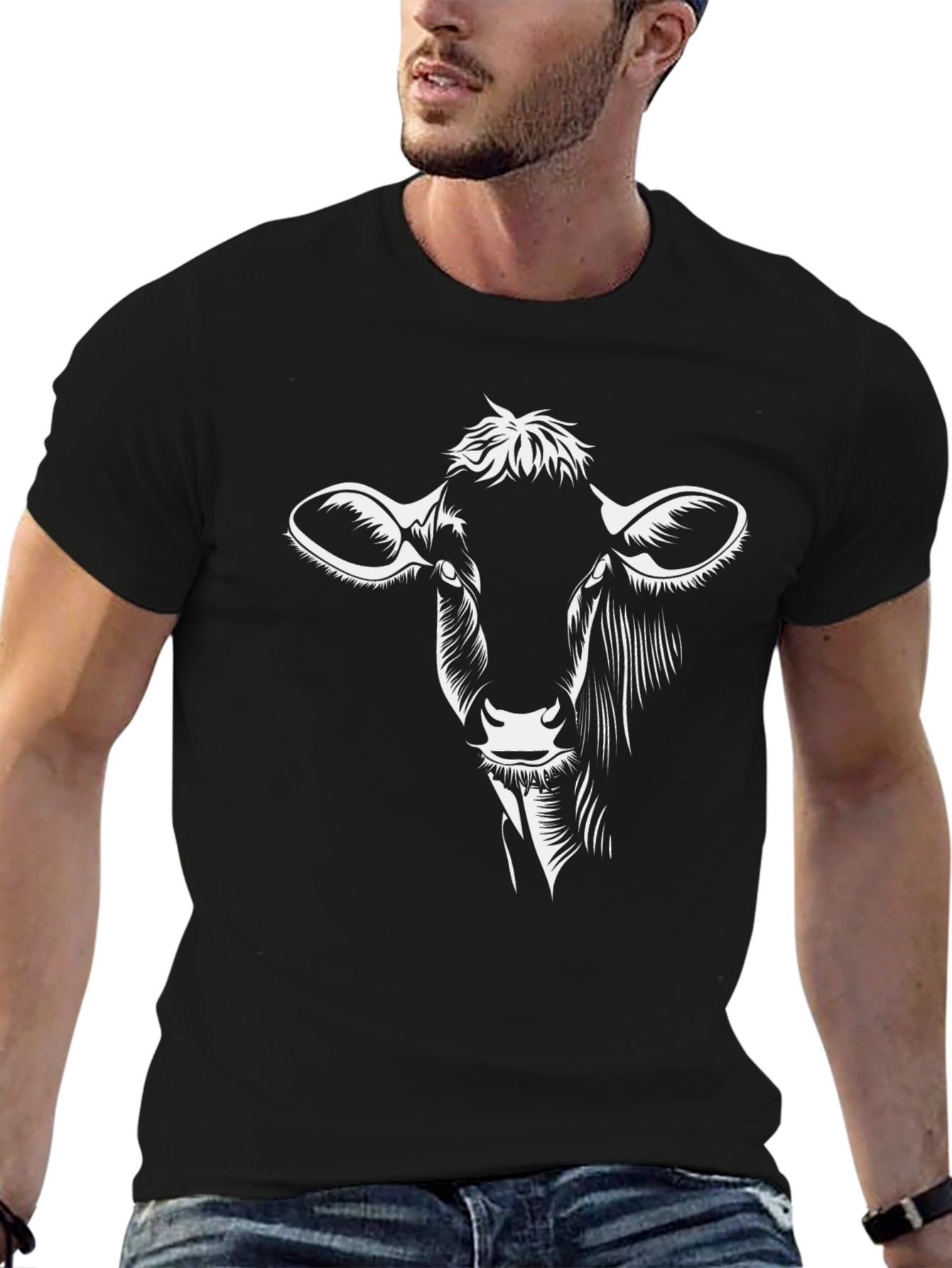 Cow Graphic T-Shirt - Black Cotton Tee
