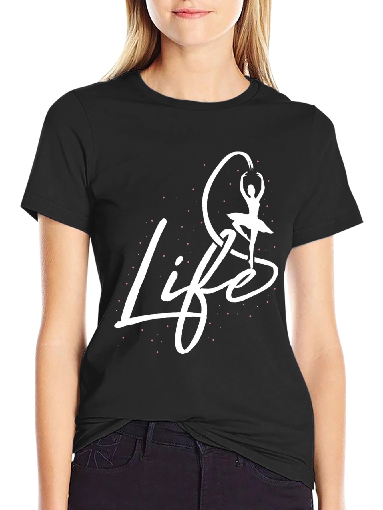 Life Dance T-Shirt Black Cotton Graphic Tee