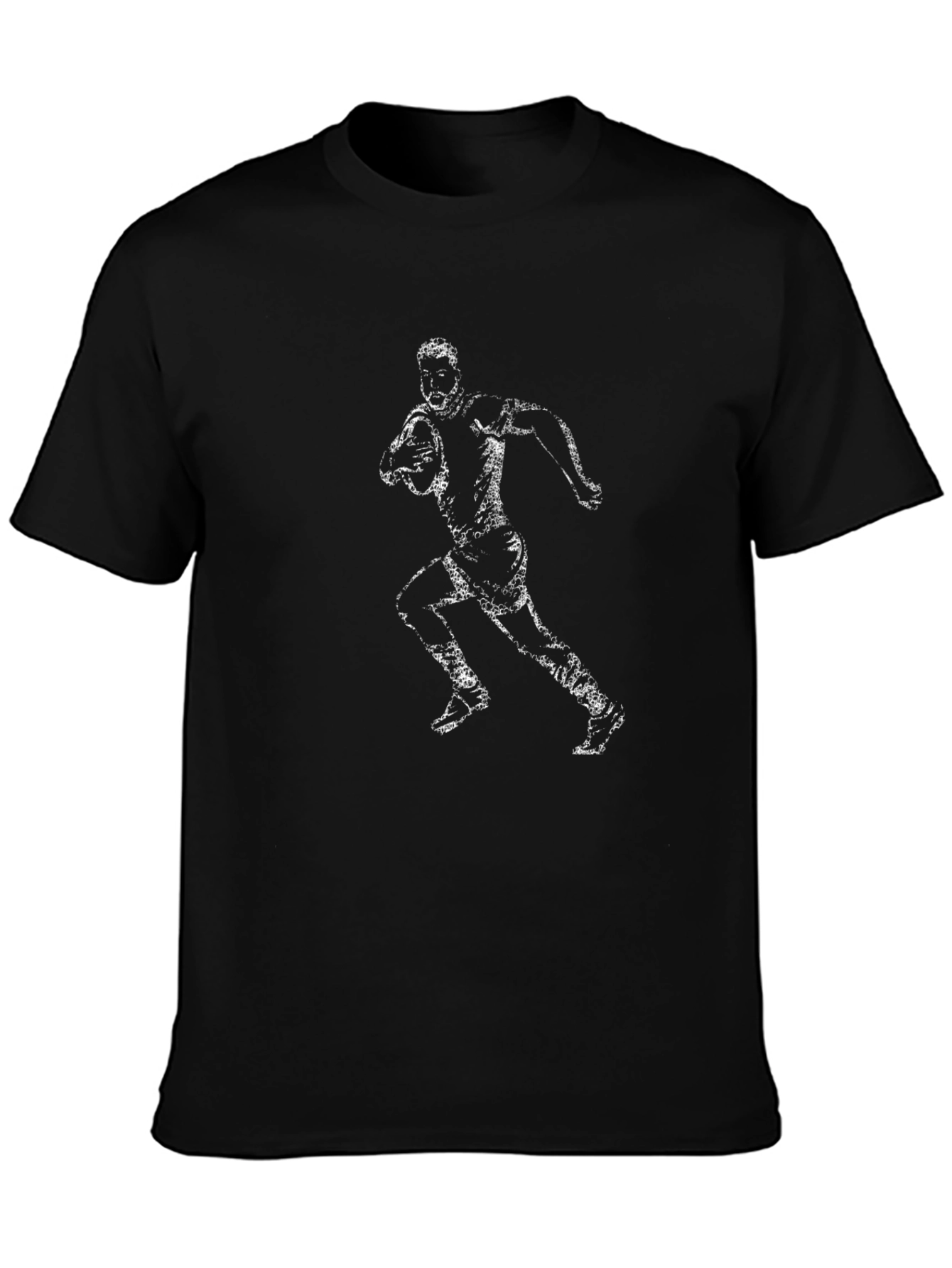 Rugby Player Graphic Tee - Black Cotton T-Shirt