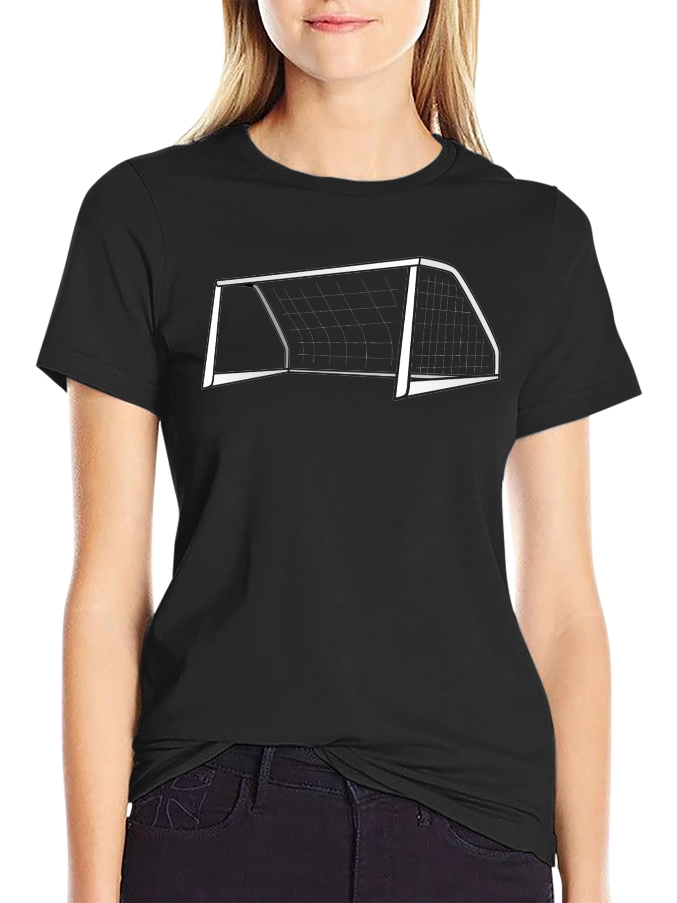 Soccer Goal Graphic Tee - Black Cotton Shirt