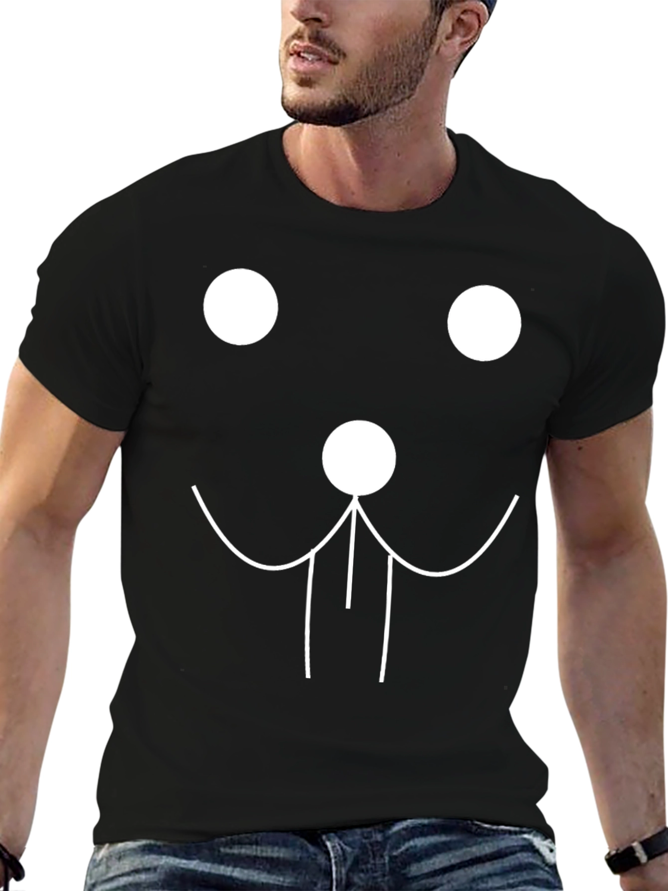 Fun Graphic Tee - Minimalist Face Design