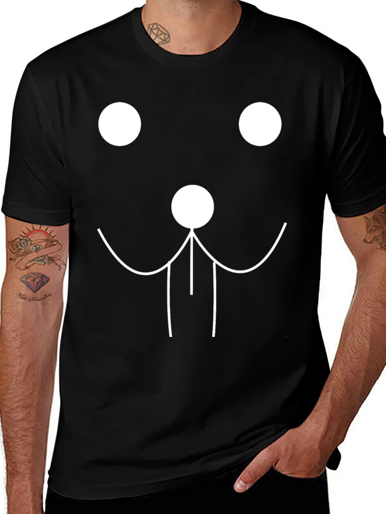 Fun Graphic Tee - Minimalist Face Design