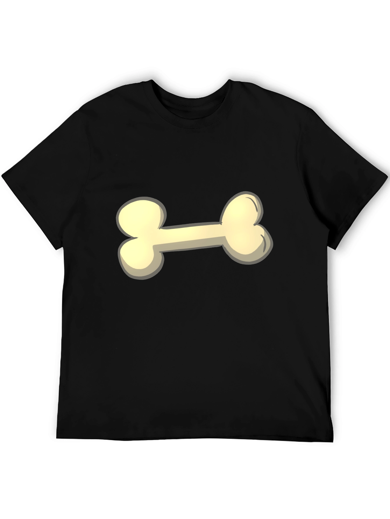 Cartoon Bone Graphic Tee - Black Casual T-Shirt