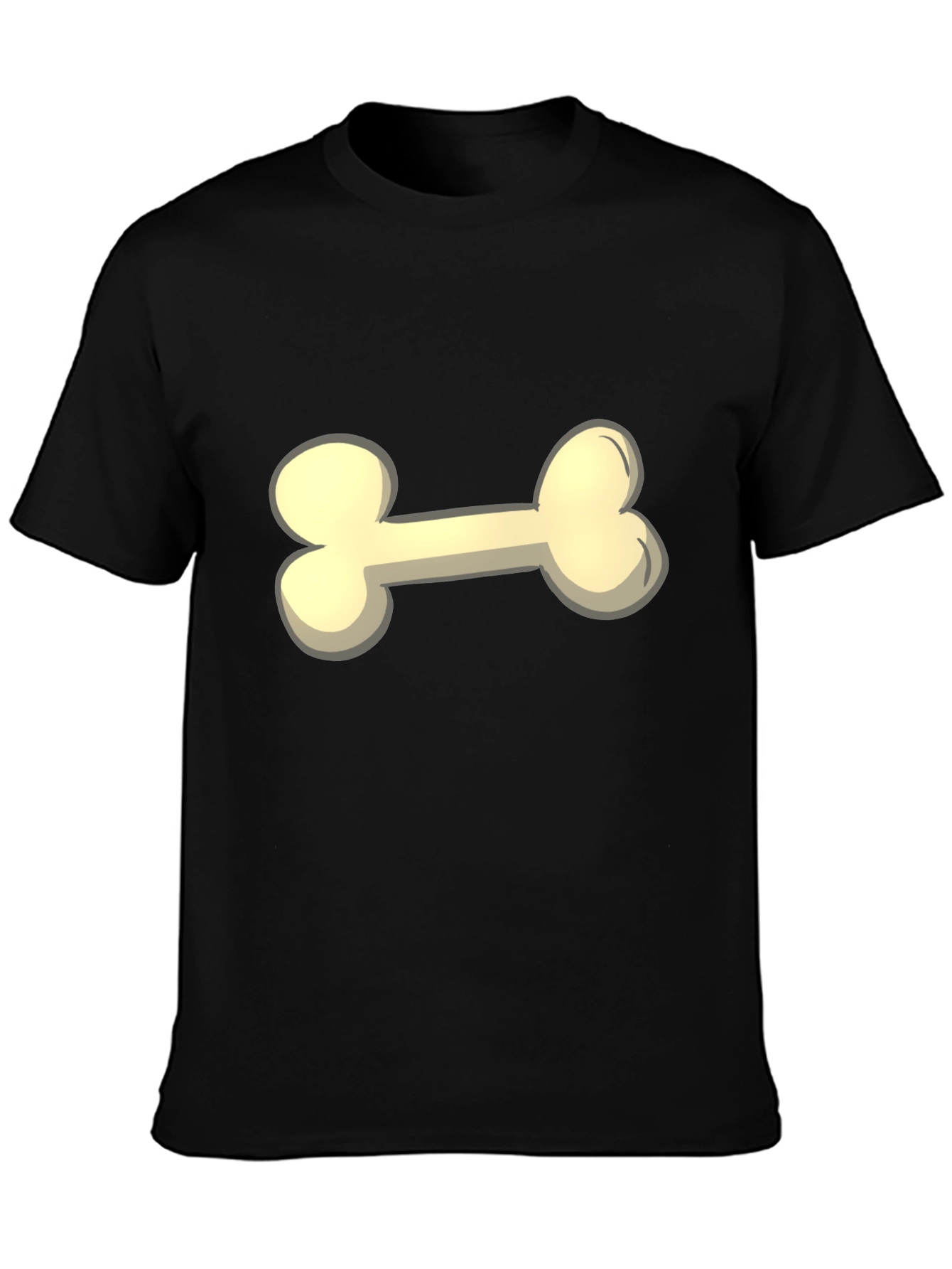 Cartoon Bone Graphic Tee - Black Casual T-Shirt