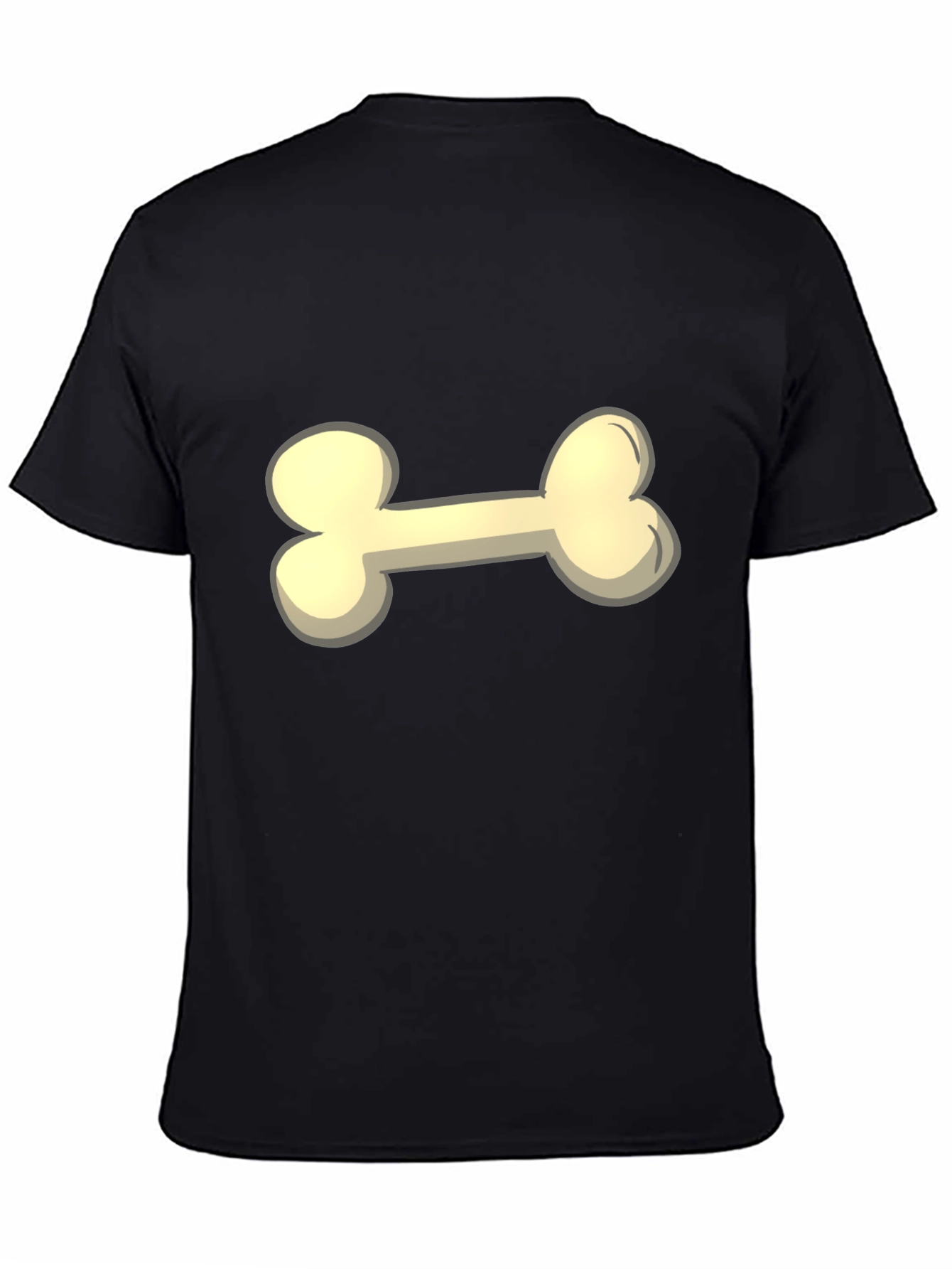 Cartoon Bone Graphic Tee - Black Casual T-Shirt
