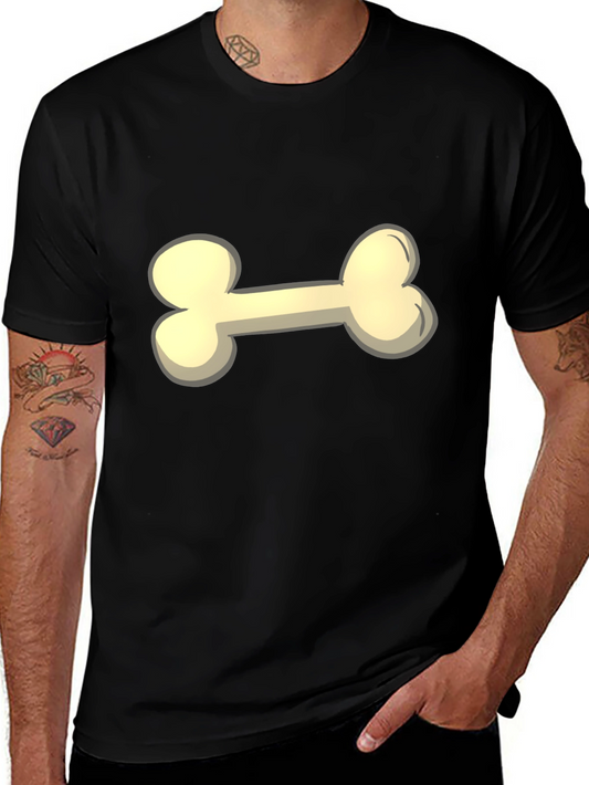 Cartoon Bone Graphic Tee - Black Casual T-Shirt