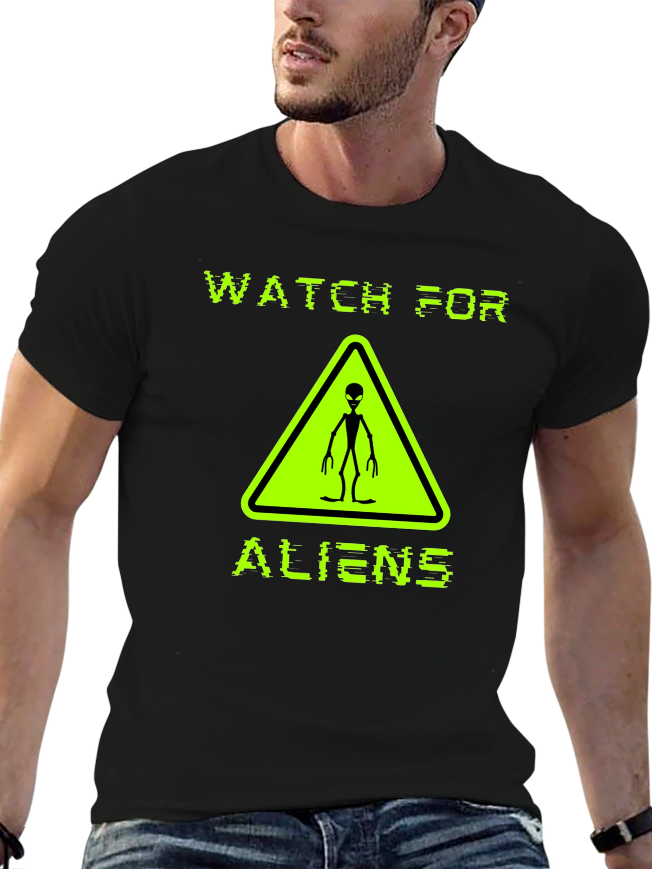 Watch For Aliens Graphic Tee - Black