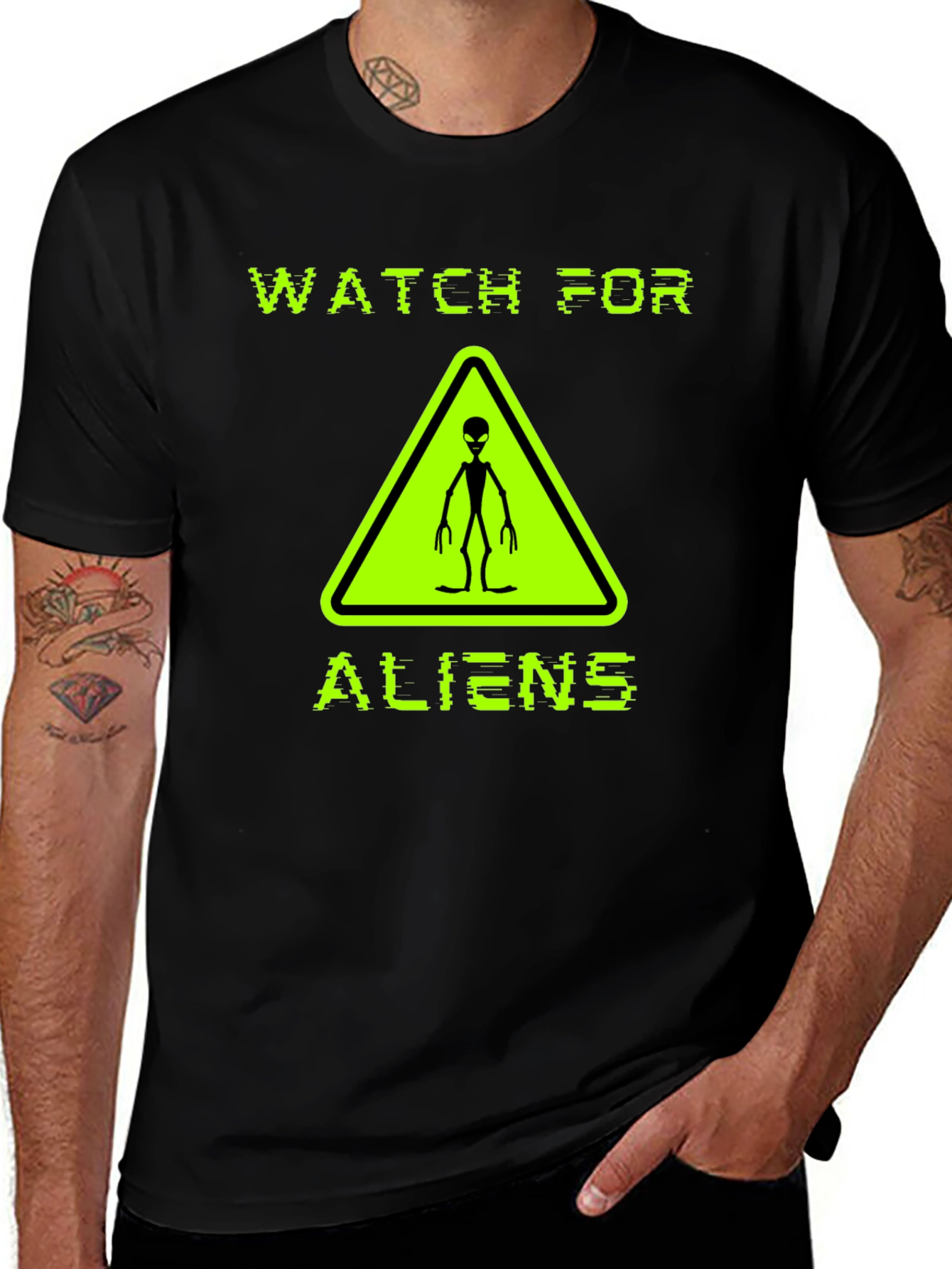 Watch For Aliens Graphic Tee - Black