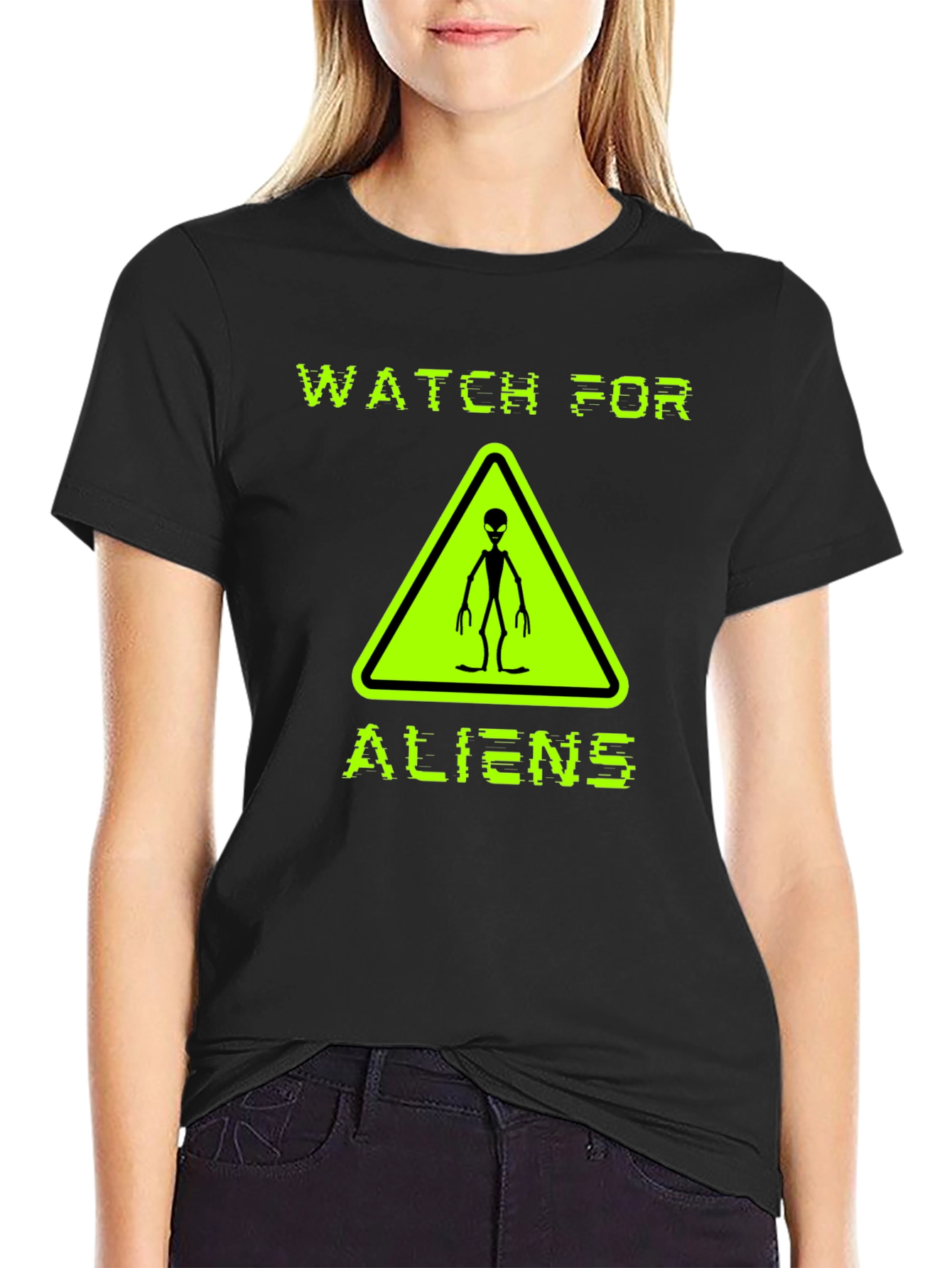 Watch For Aliens Graphic Tee - Black