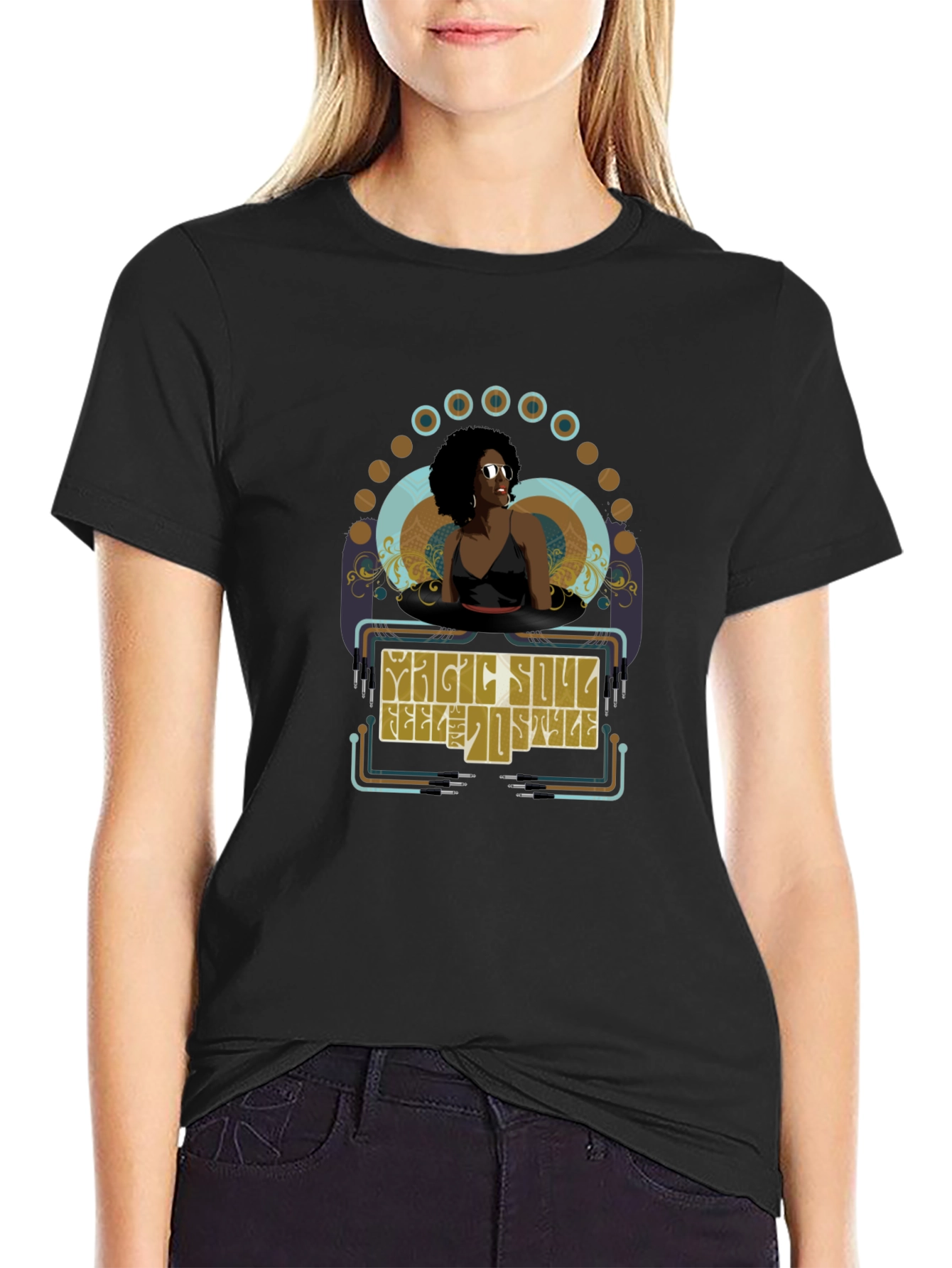 Magic Soul Style Black Graphic T-Shirt