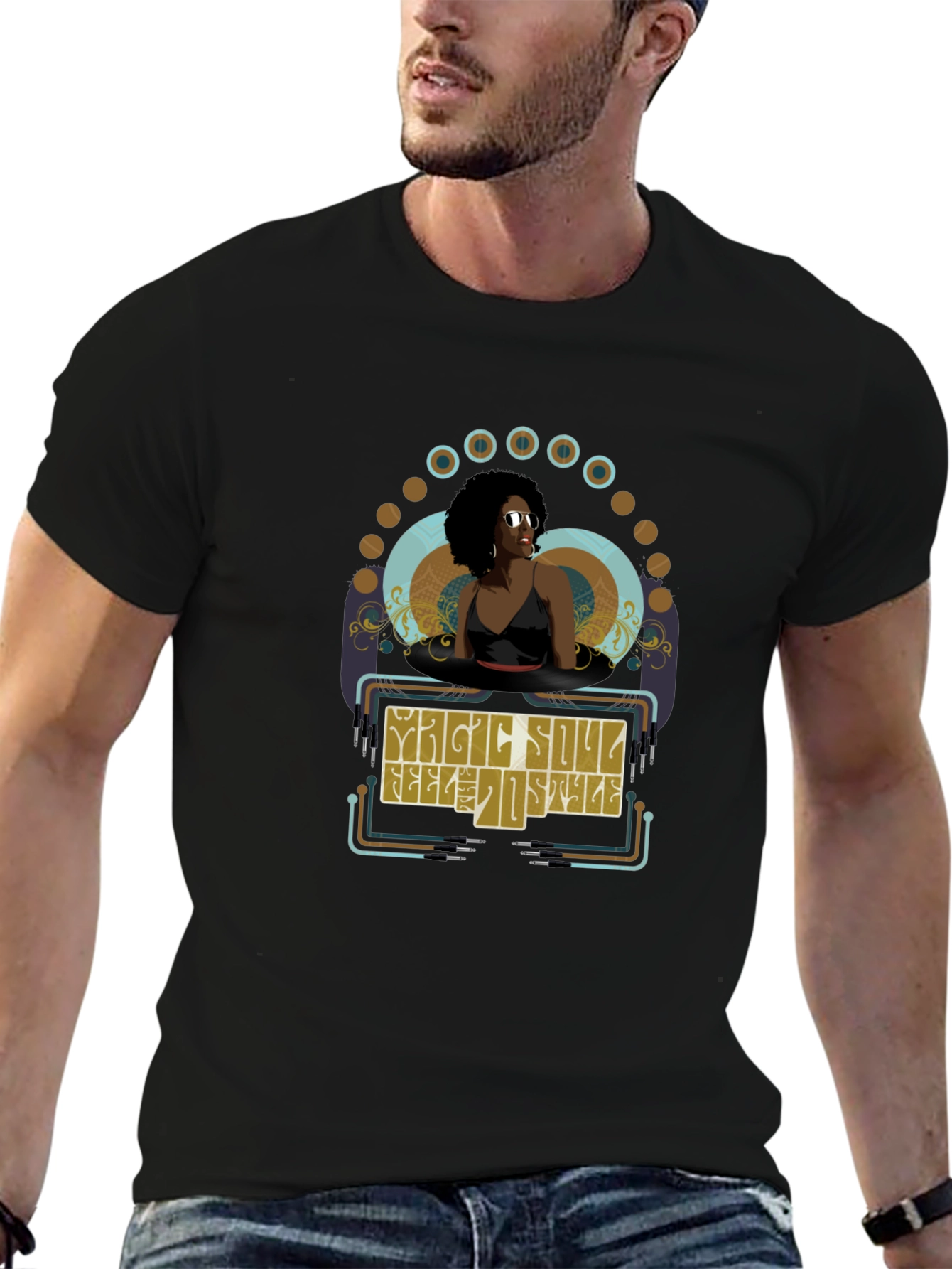 Magic Soul Style Black Graphic T-Shirt