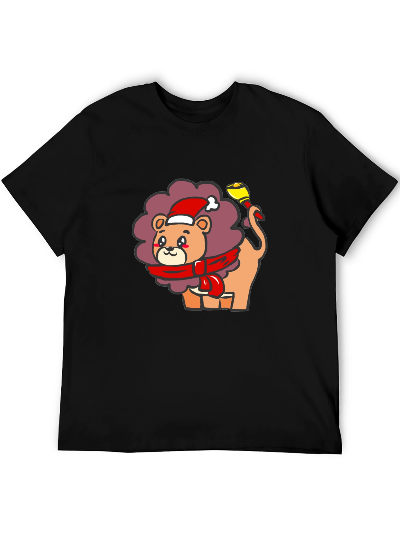 Festive Lion Graphic Tee - Black