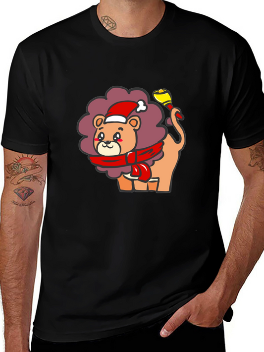 Festive Lion Graphic Tee - Black