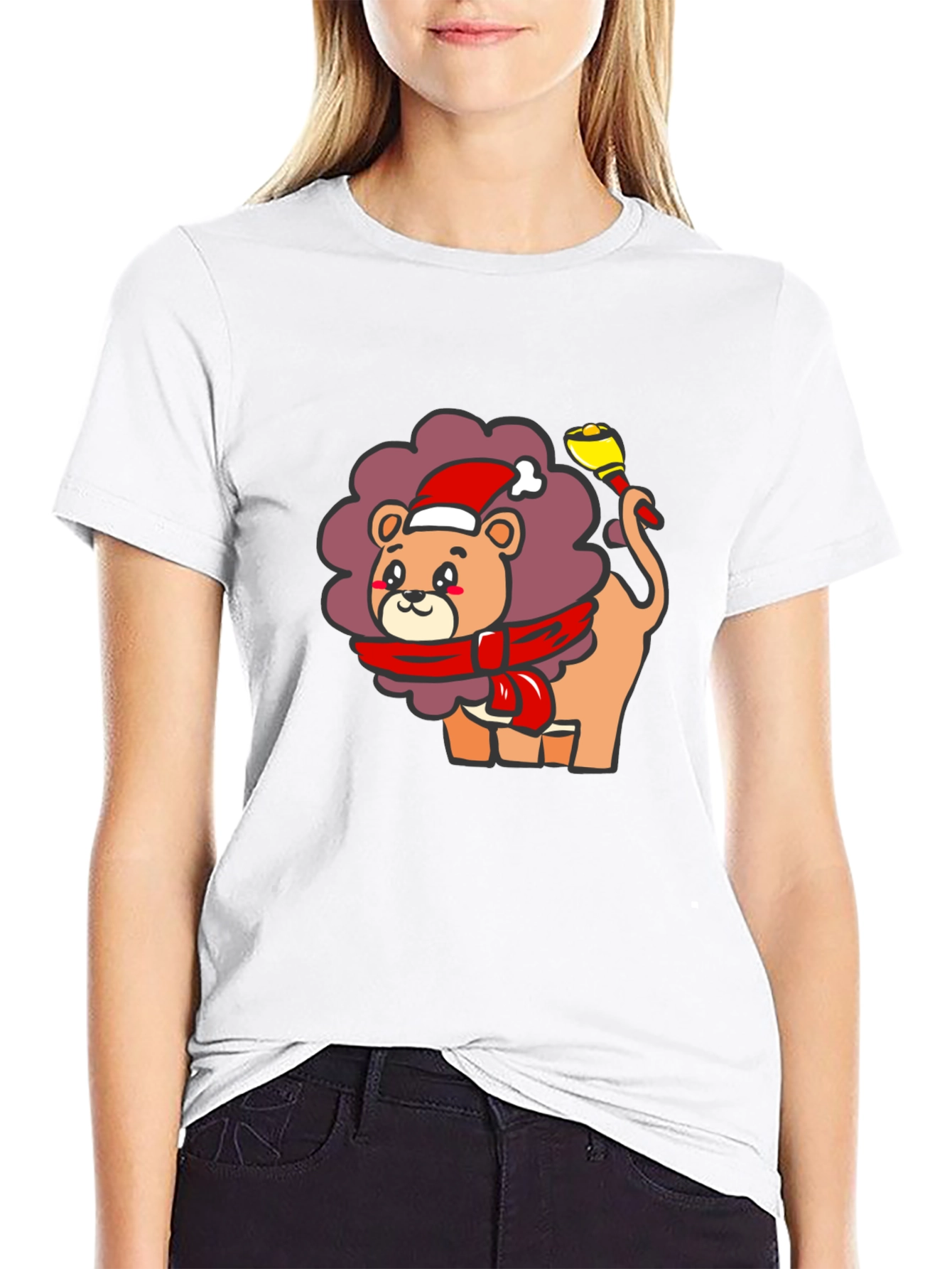 Festive Lion Graphic Tee - Black