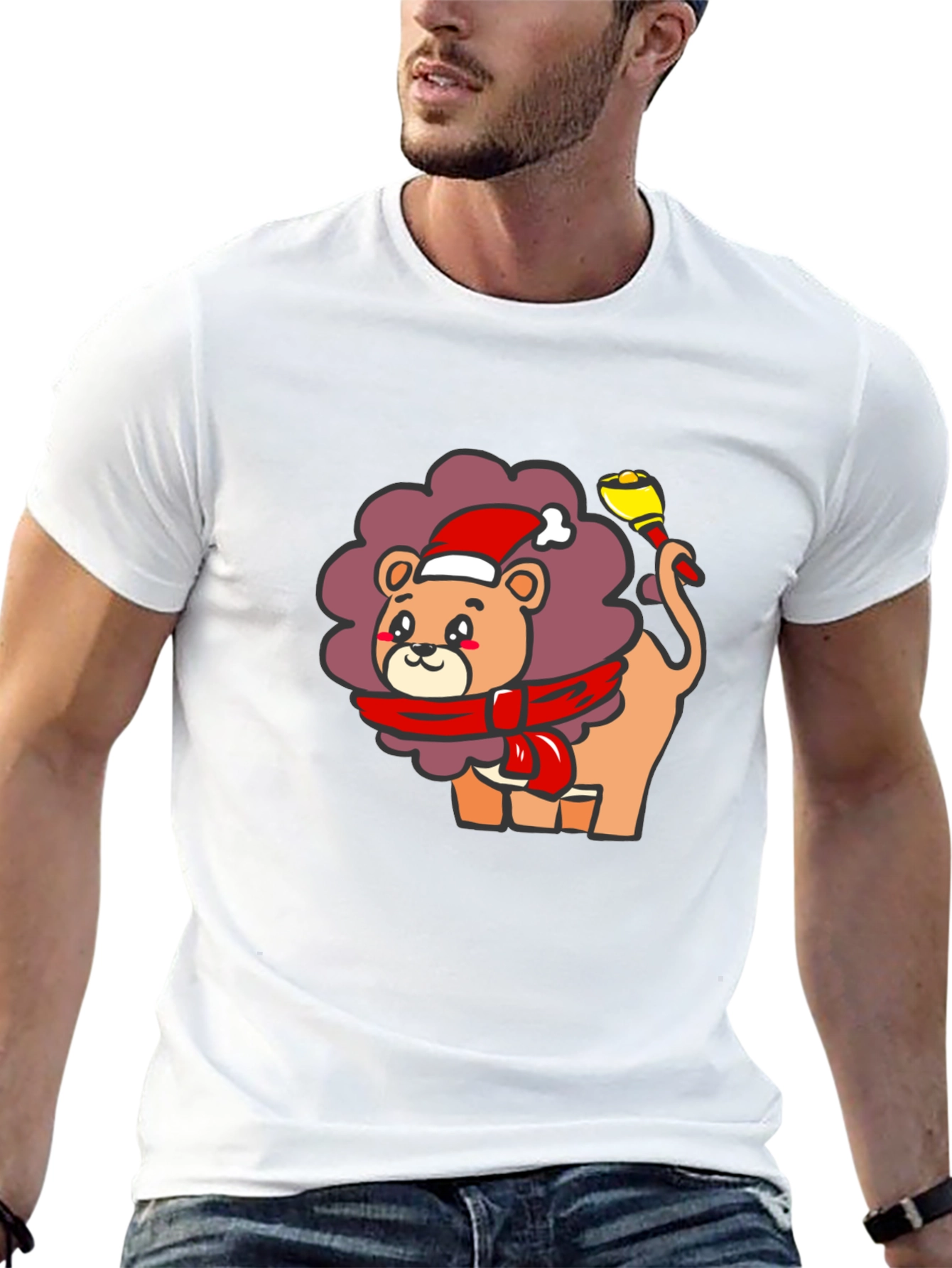 Festive Lion Graphic Tee - Black