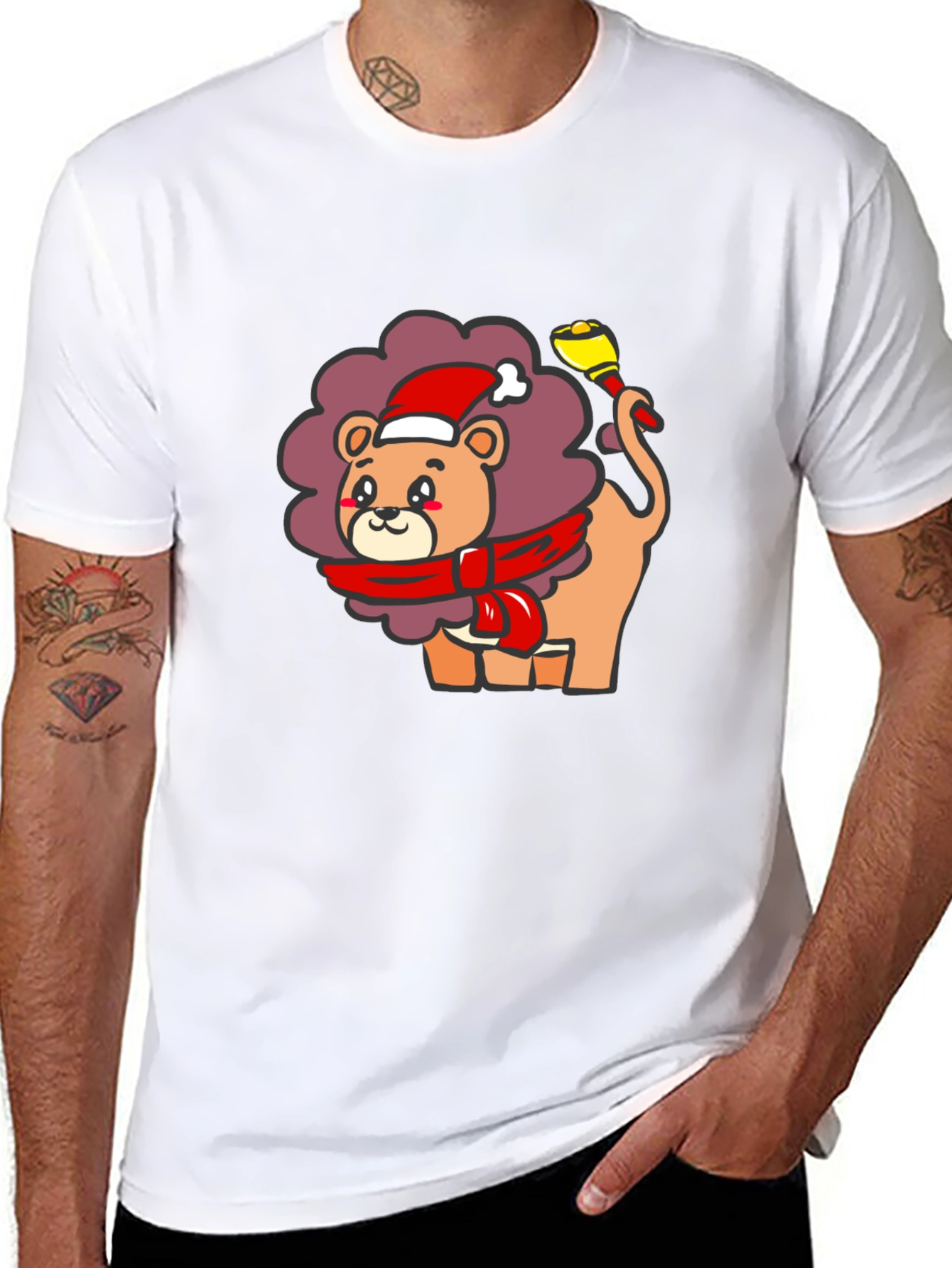 Festive Lion Graphic Tee - Black