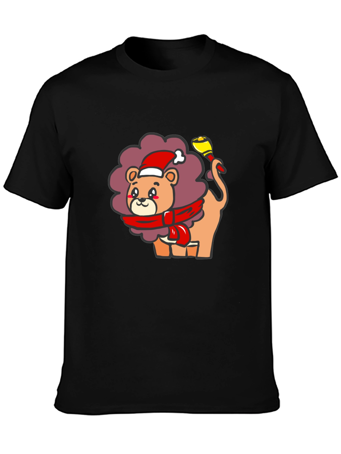 Festive Lion Graphic Tee - Black